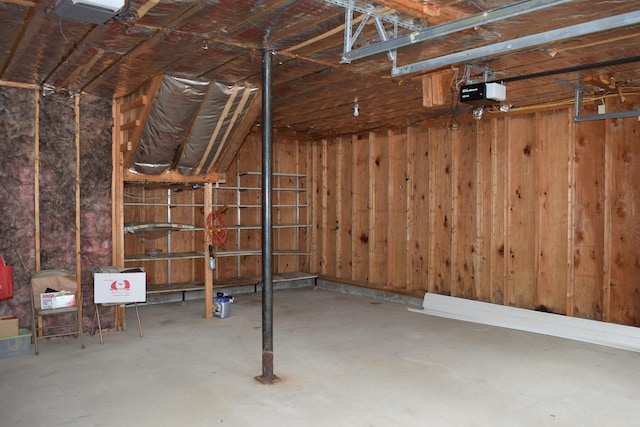 garage with a garage door opener