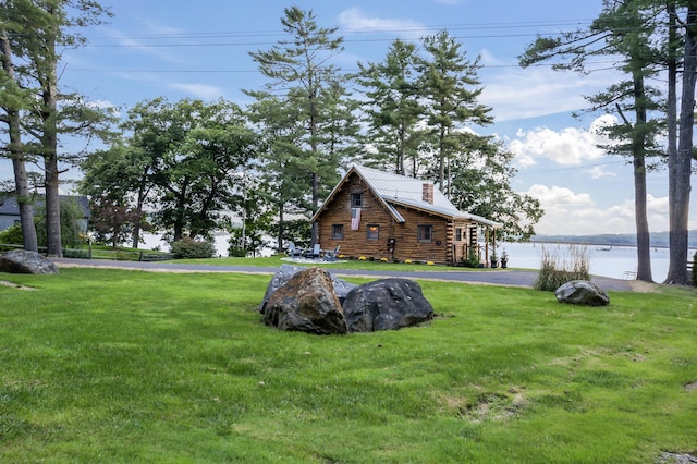 114 Fort Rd, Edgecomb, ME 04556 - view of yard with aphalt driveway and a water view