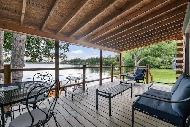 114 Fort Rd, Edgecomb, ME 04556 - deck featuring a yard and a water view