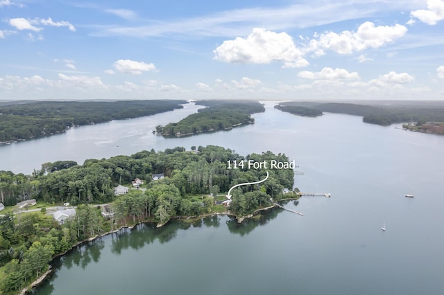 114 Fort Rd, Edgecomb, ME 04556 - birds eye view of property featuring a water view and a forest view