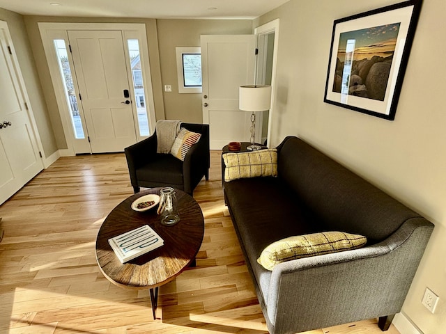 living room with light hardwood / wood-style floors