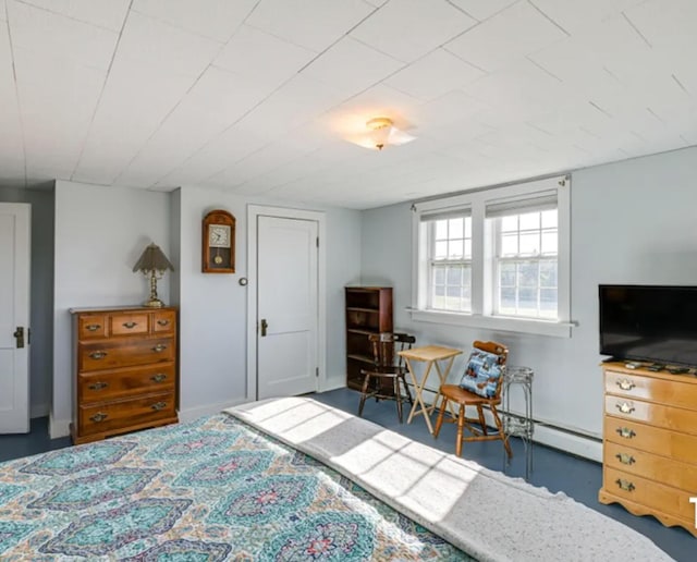 bedroom with a baseboard heating unit