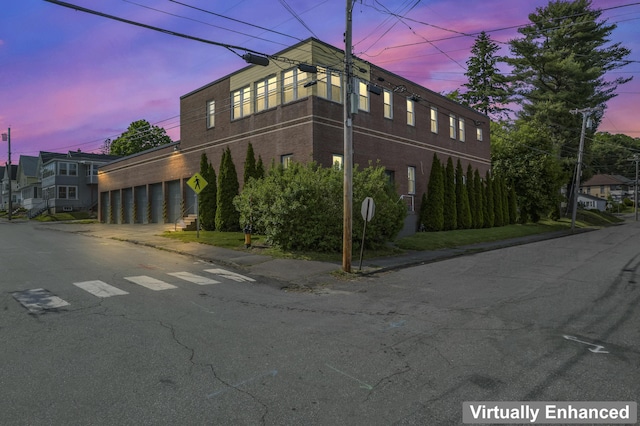 view of property at dusk