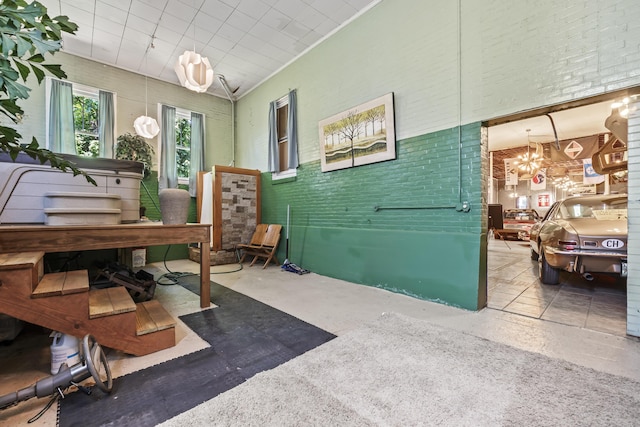 interior space with brick wall