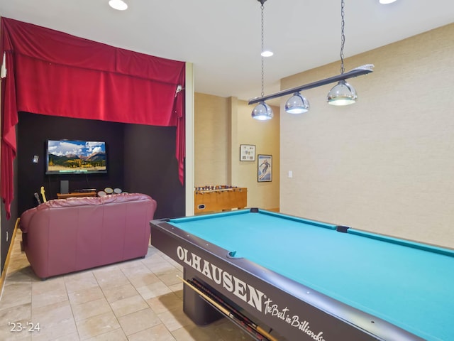 game room featuring light tile patterned floors and billiards