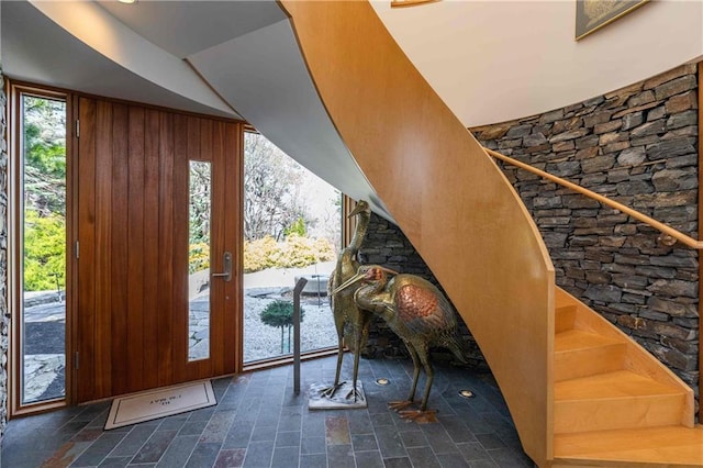 interior space with wood walls