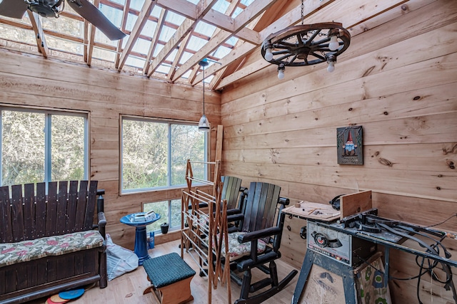 interior space with a skylight