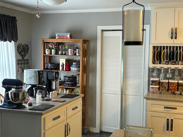 kitchen featuring crown molding