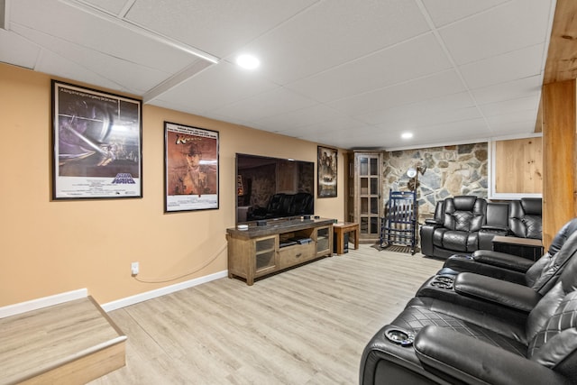 living room with hardwood / wood-style floors