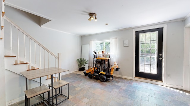 foyer entrance with crown molding
