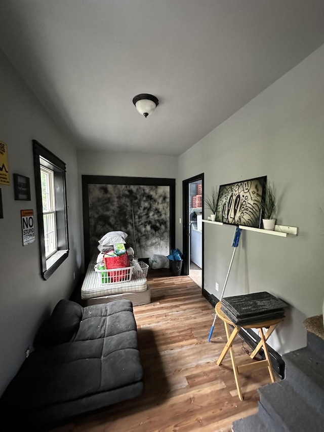 living area featuring wood-type flooring