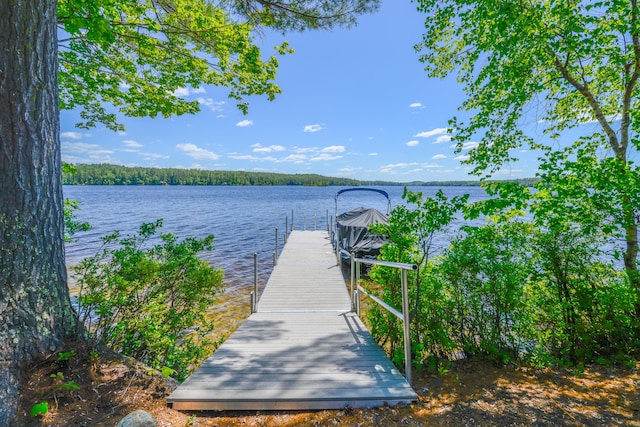 dock area featuring a water view