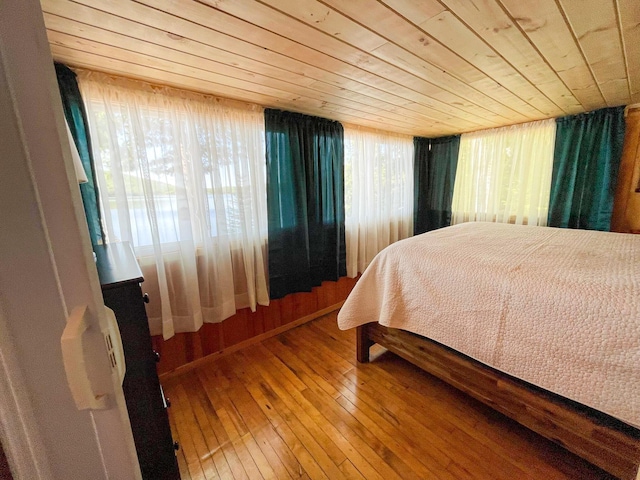 bedroom featuring wooden ceiling and wood-type flooring