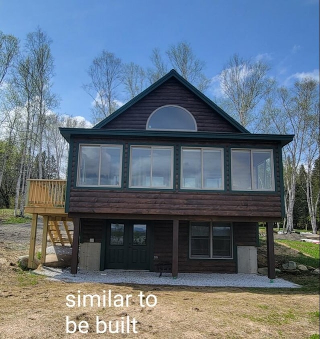 view of front facade featuring a deck