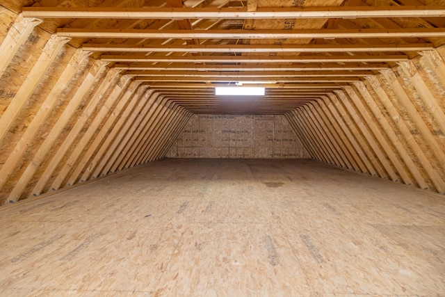 view of unfinished attic