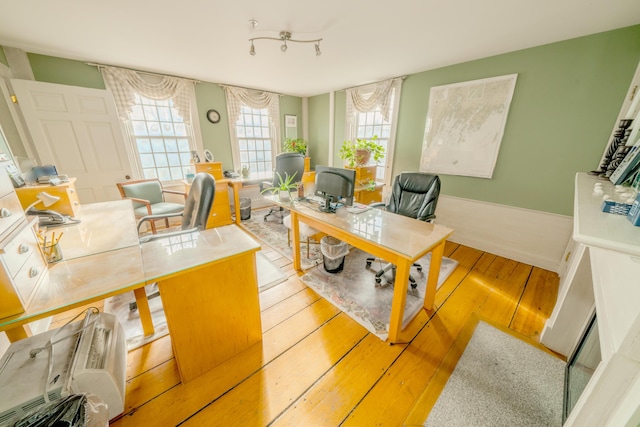 office space featuring light hardwood / wood-style floors