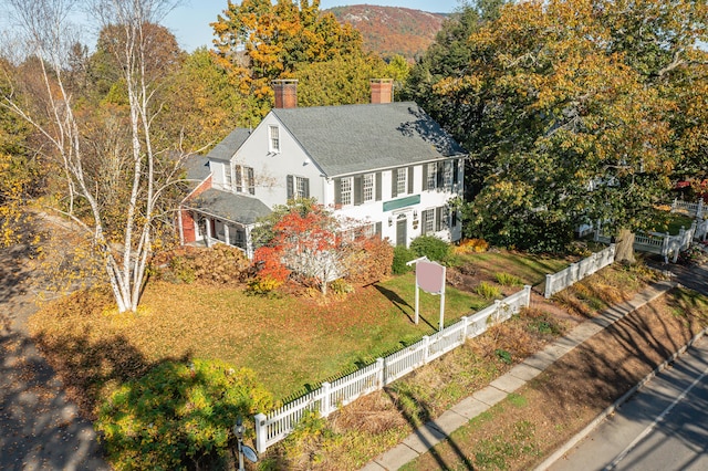 drone / aerial view with a mountain view