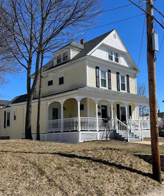 view of front of home with covered porch