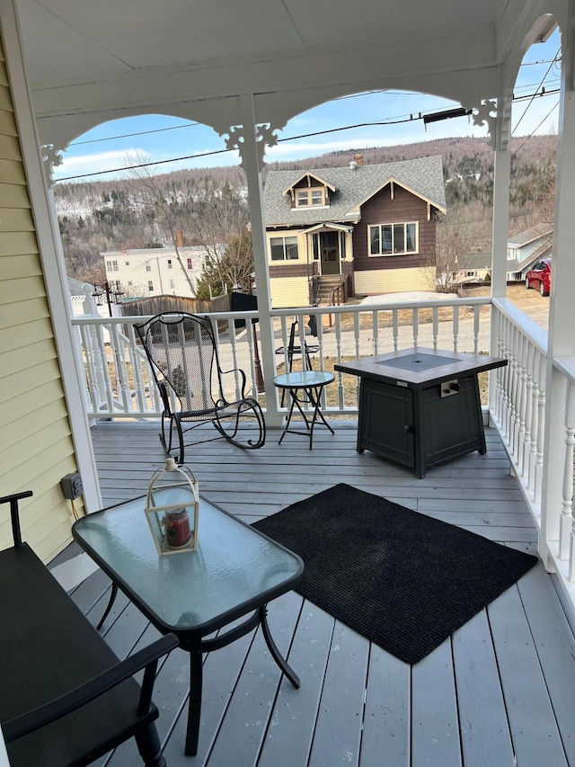 deck with a fire pit