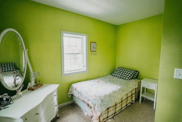 bedroom with light carpet