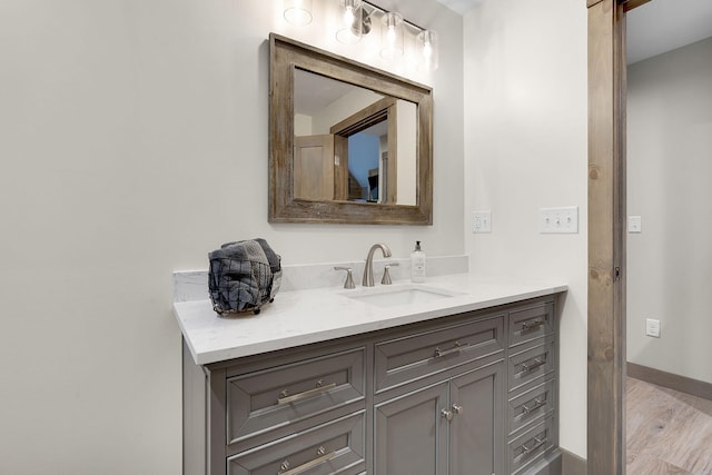 bathroom featuring wood-type flooring and vanity