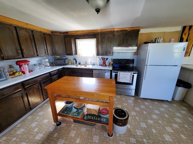 kitchen featuring sink, dark brown cabinetry, and stainless steel appliances