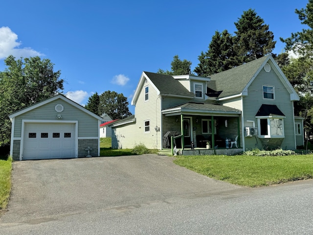 view of front of home with a front yard and a porch