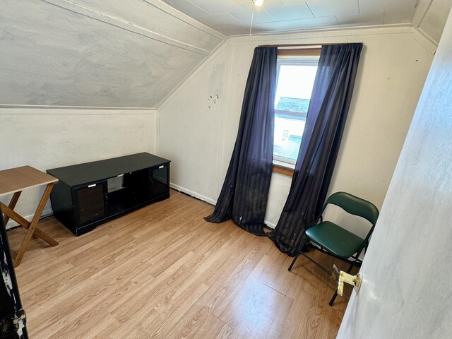 bonus room featuring light hardwood / wood-style flooring and vaulted ceiling