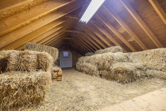 view of unfinished attic