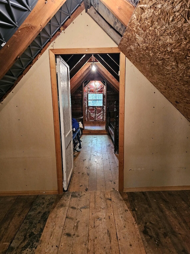 view of unfinished attic