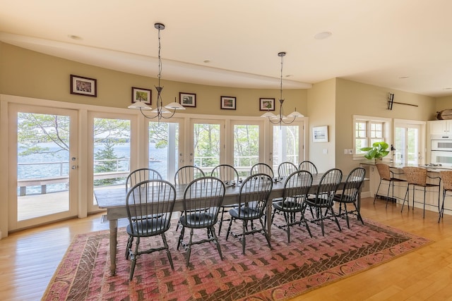 dining room featuring light wood-type flooring and a wealth of natural light