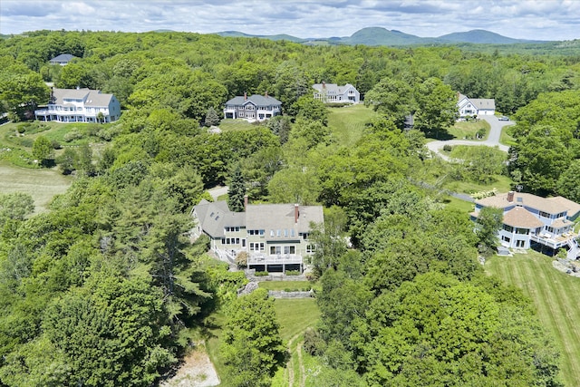 birds eye view of property with a mountain view