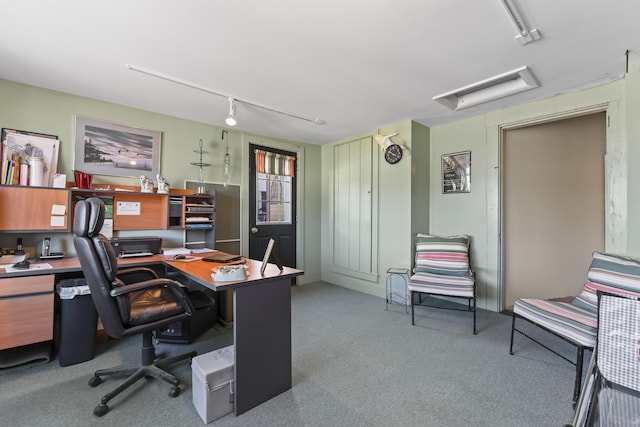 home office with carpet floors