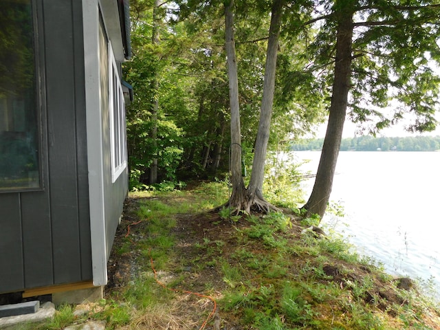 view of yard with a water view