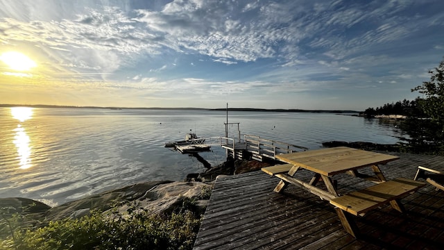 dock area featuring a water view