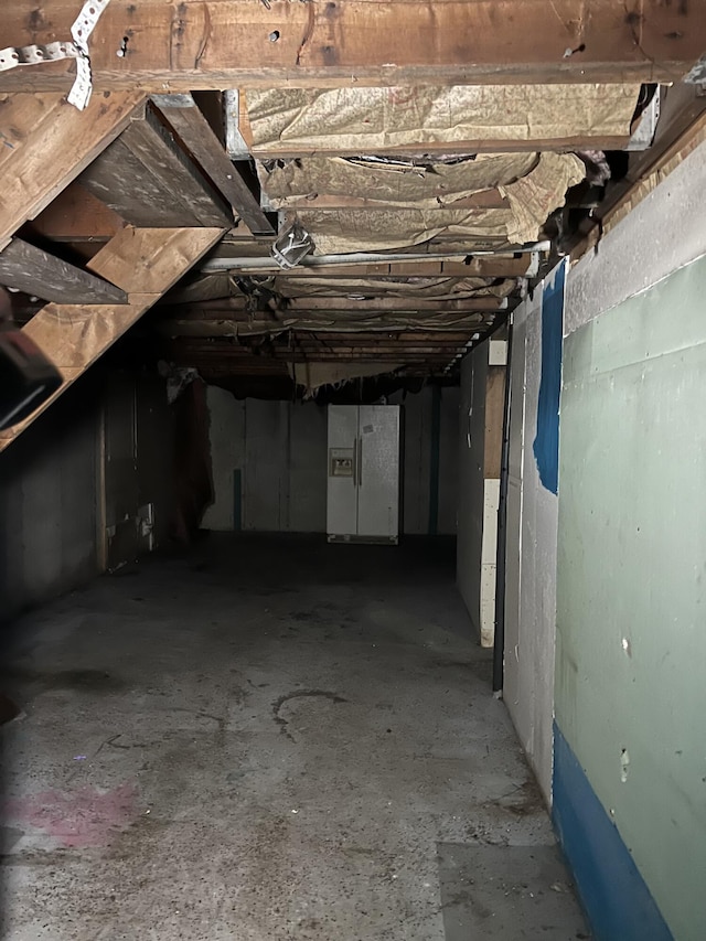 161 Bog Rd, Rockland, ME 04841 - below grade area featuring white fridge with ice dispenser