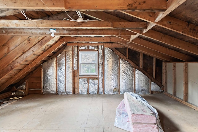 view of unfinished attic