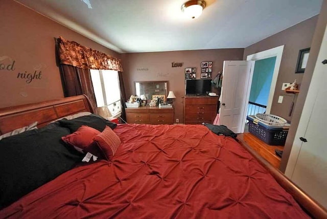 bedroom with hardwood / wood-style floors