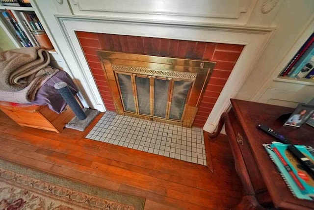 interior details with a fireplace