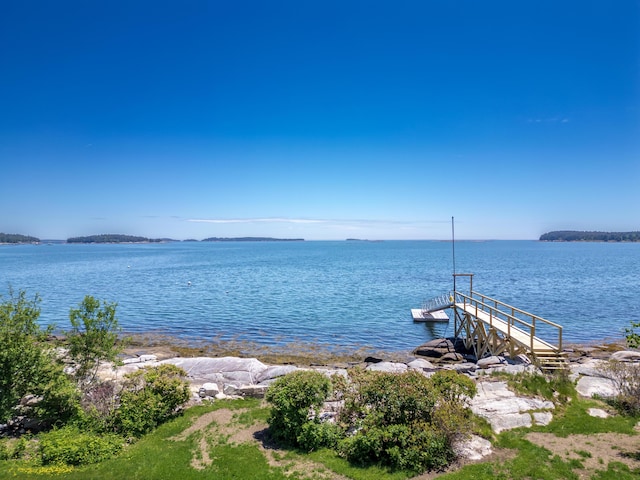 water view featuring a dock