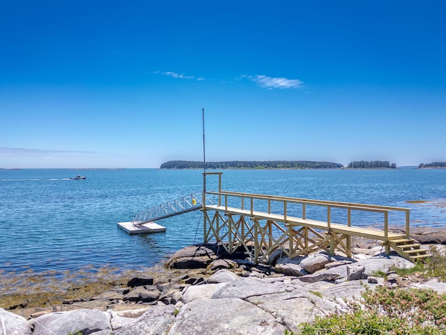 dock area with a water view