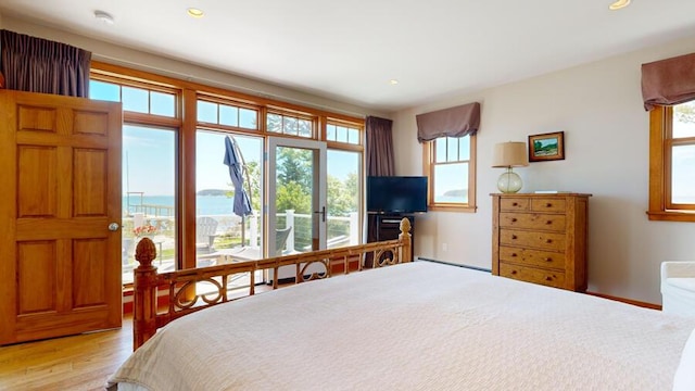 bedroom with light hardwood / wood-style flooring