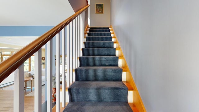 stairs featuring wood-type flooring