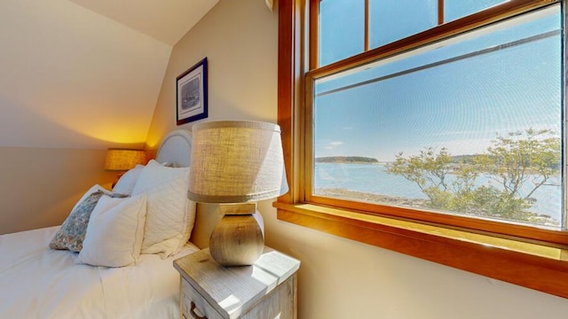 room details featuring a water view