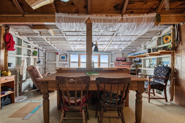 view of carpeted dining room