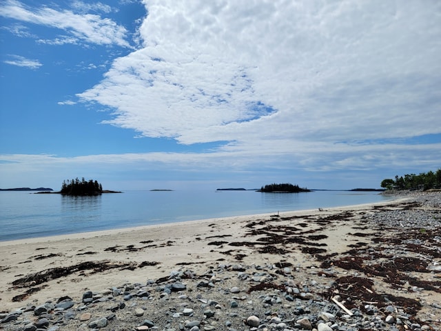 view of water feature with a view of the beach