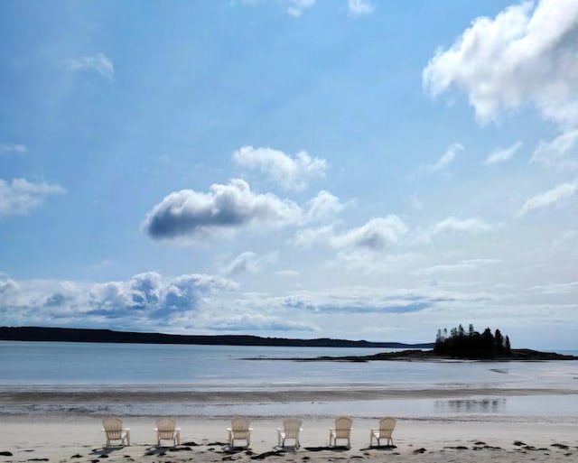 view of water feature featuring a beach view