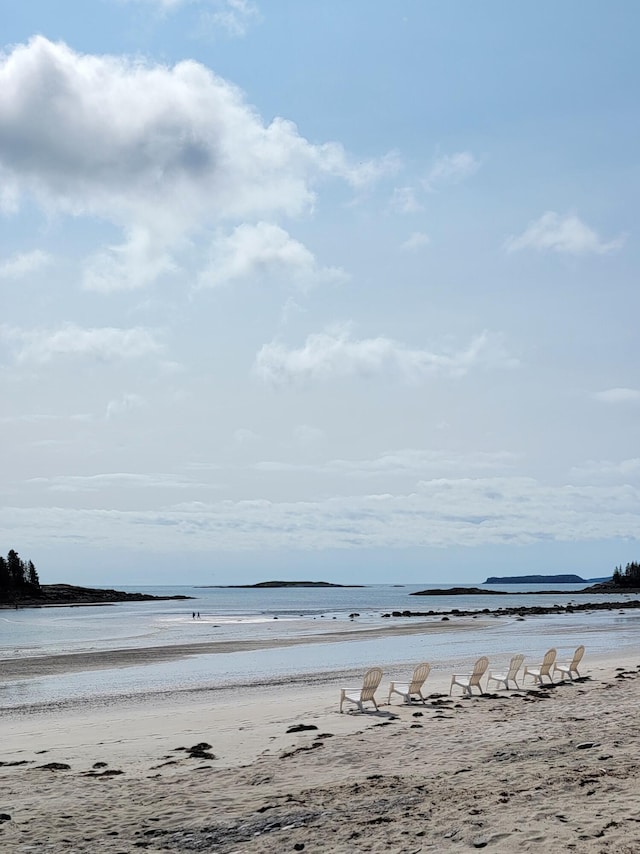 view of water feature featuring a beach view