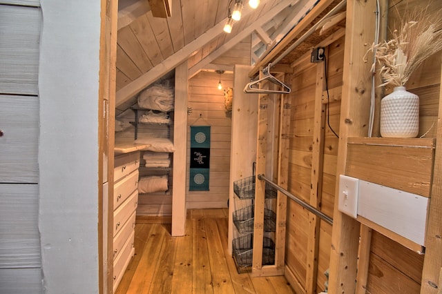 walk in closet with light wood-type flooring