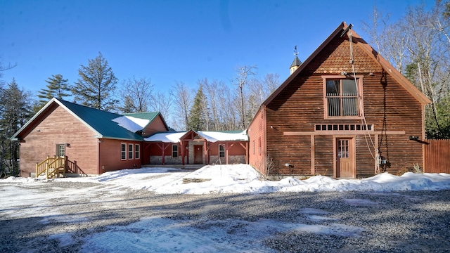 view of snow covered property